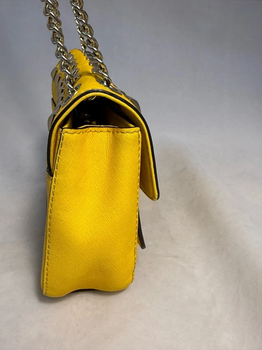 🌻 MICHAEL KORS Yellow Saffiano Leather Sloan Studded Shoulder Crossbody Bag